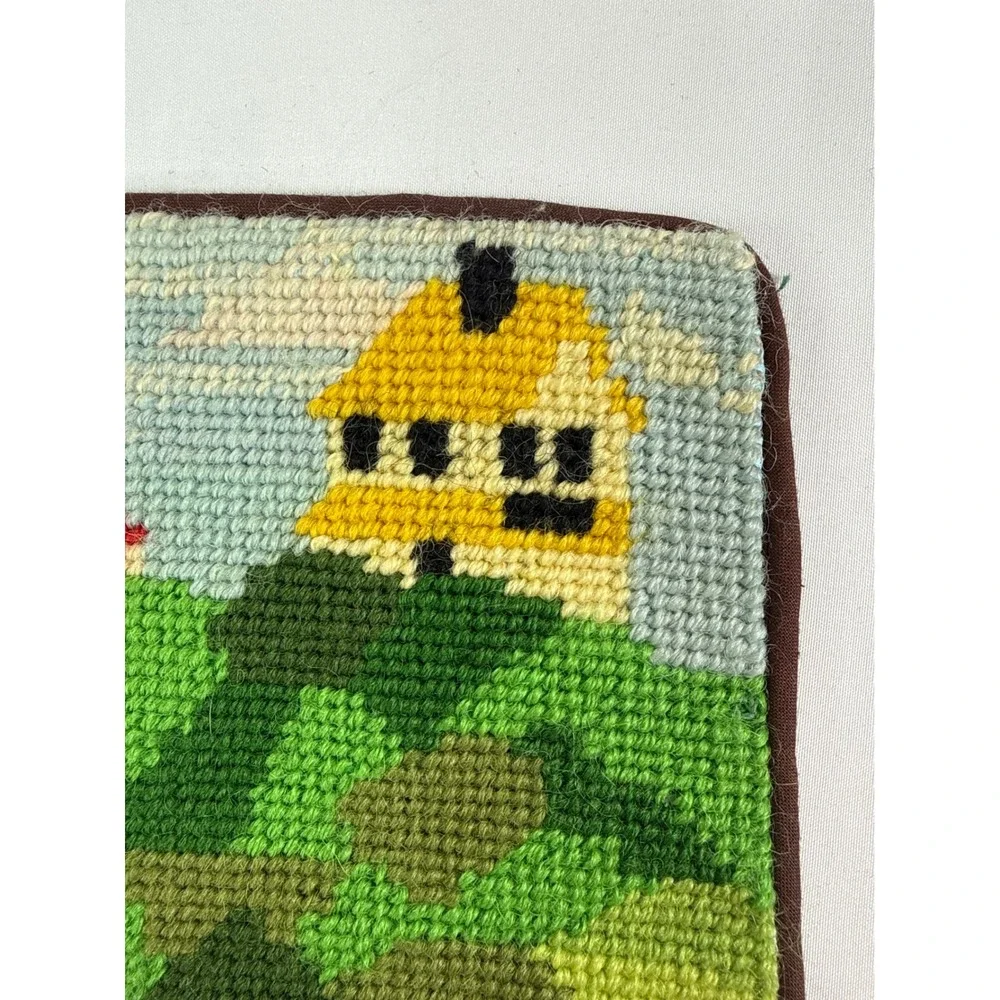 Vintage Handmade Needlepoint Pittsburgh Duquesne Incline Hillside Houses Art